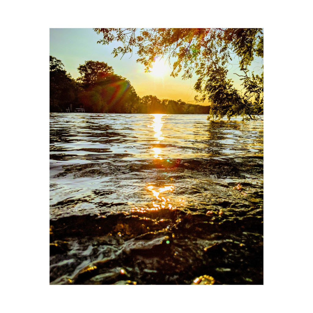 Golden Lake Sunset Matte Poster — Nature Photography Wall Art, Scenic Landscape Print, 46 Sizes