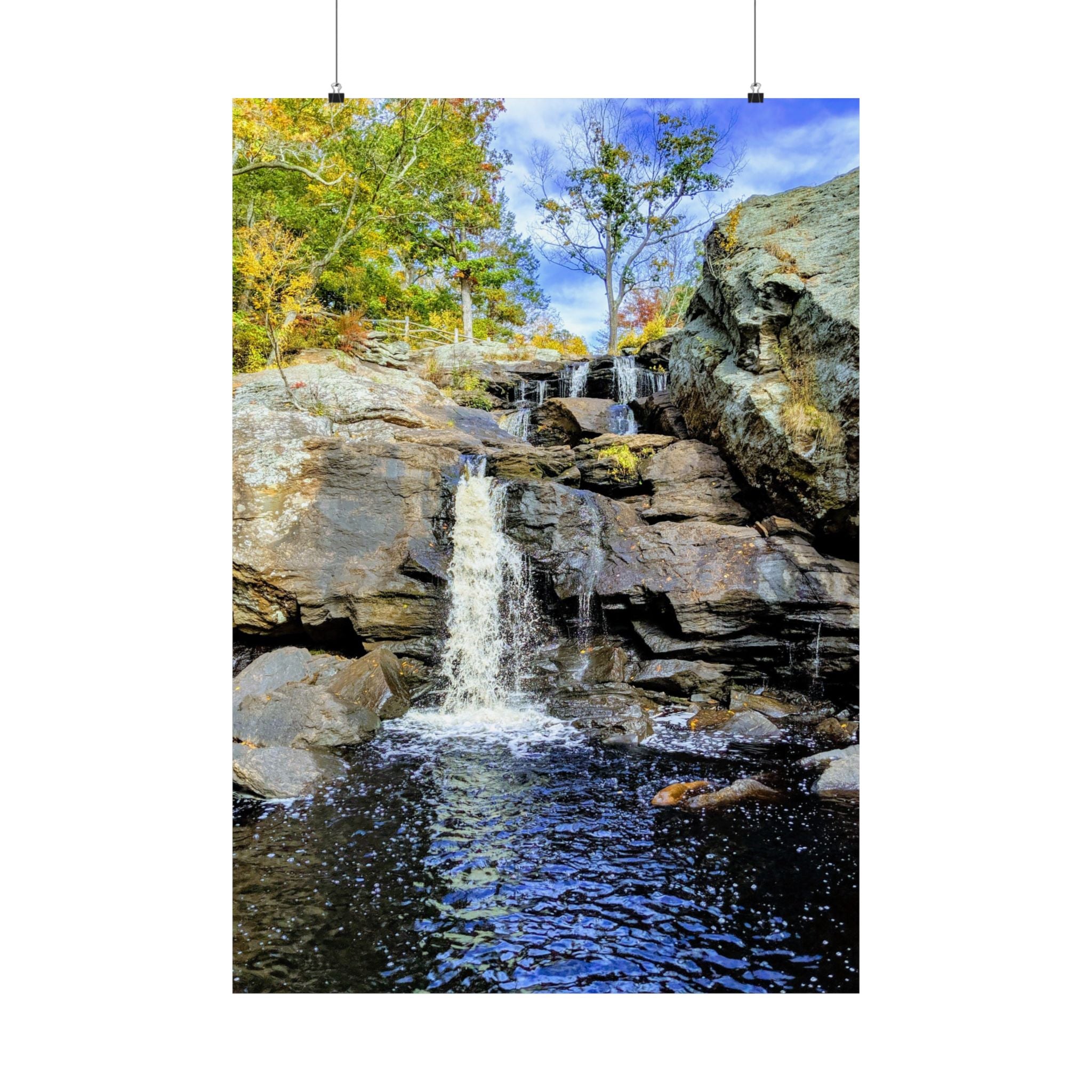 Waterfall Nature Poster — Vertical Matte Landscape Print