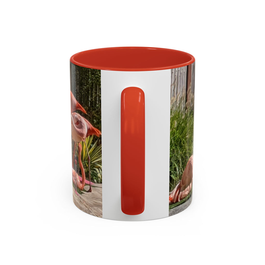 Flamingo Flock Accent Coffee Mug — Tropical Pink Bird Photo (11/15 oz)