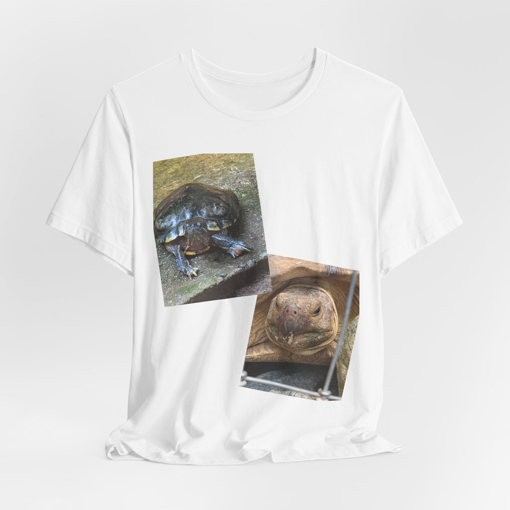 Turtle Photo Collage T-Shirt — Cute Turtle Face Wildlife Graphic Tee, Nature-Inspired Shirt, Turtle Lover Gift
