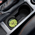Yellow Zinnia Soapstone Car Coaster — Floral Drink Holder for Cupholders