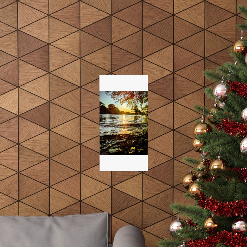 Matte Vertical Poster — Golden Lake Sunset Photography Print