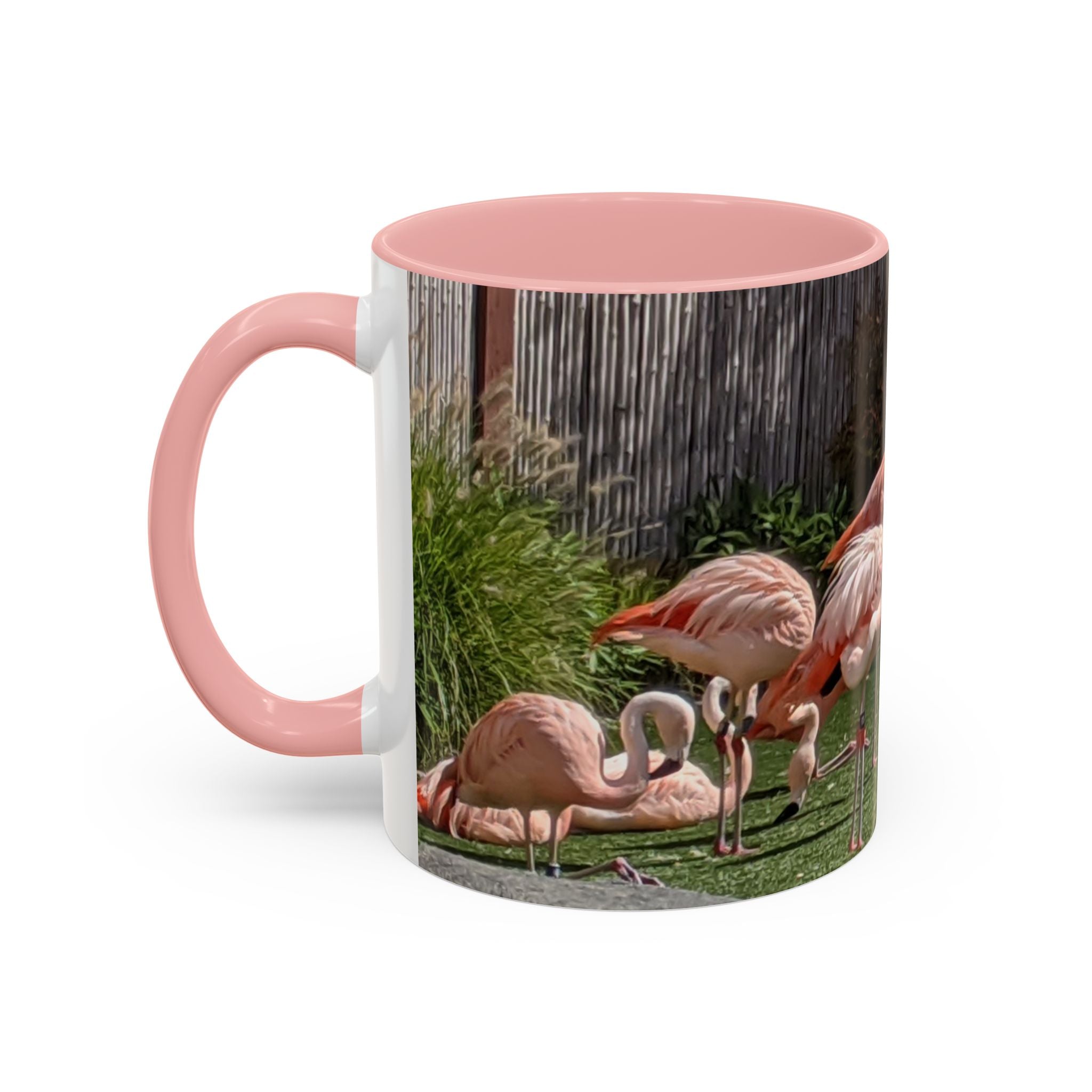Flamingo Flock Accent Coffee Mug — Tropical Pink Bird Photo (11/15 oz)