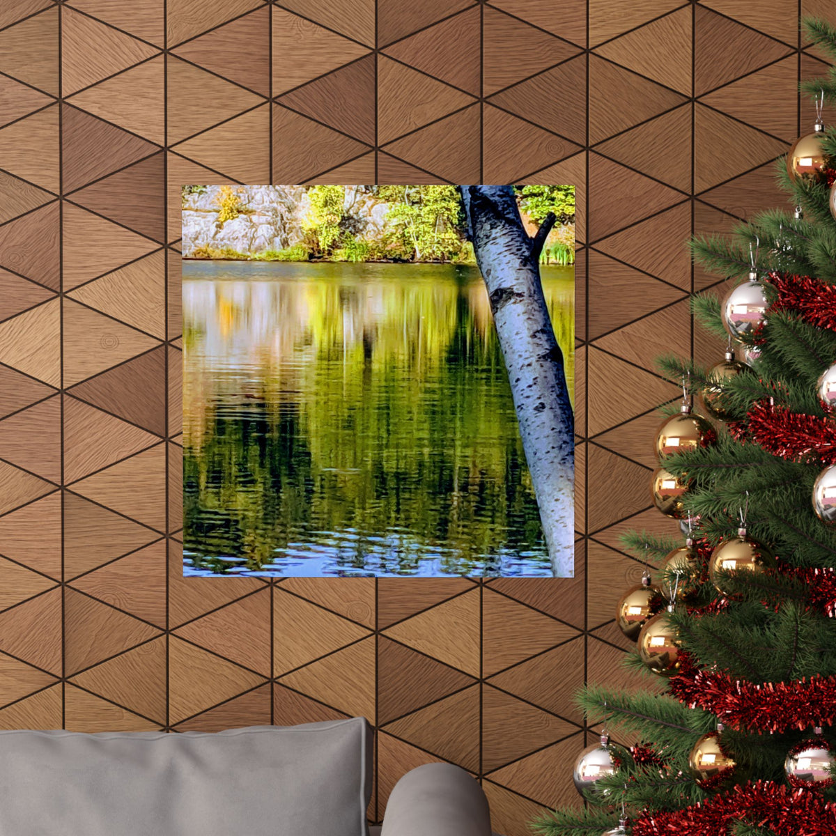Birch Lake Reflection Matte Poster — Nature Photography Wall Art, Woodland Landscape Print, 46 Sizes