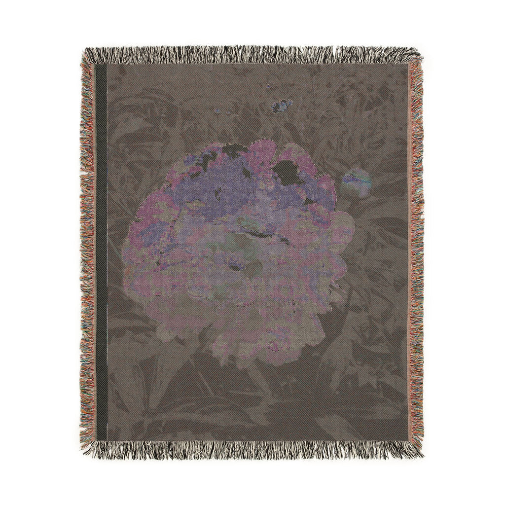 Peony Garden Woven Throw Blanket — Vintage Floral Cotton Sofa Blanket, Botanical Home Decor, Nature Gift