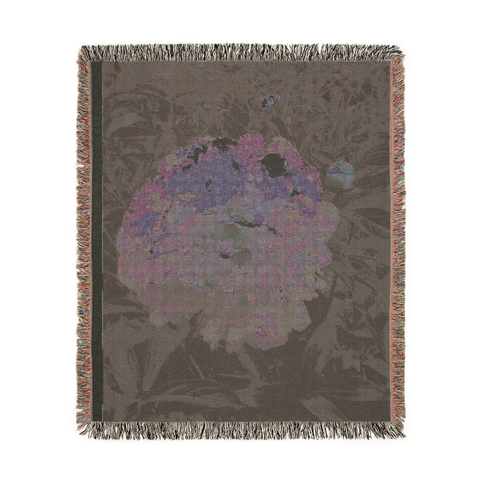 Peony Garden Woven Throw Blanket — Vintage Floral Cotton Sofa Blanket, Botanical Home Decor, Nature Gift