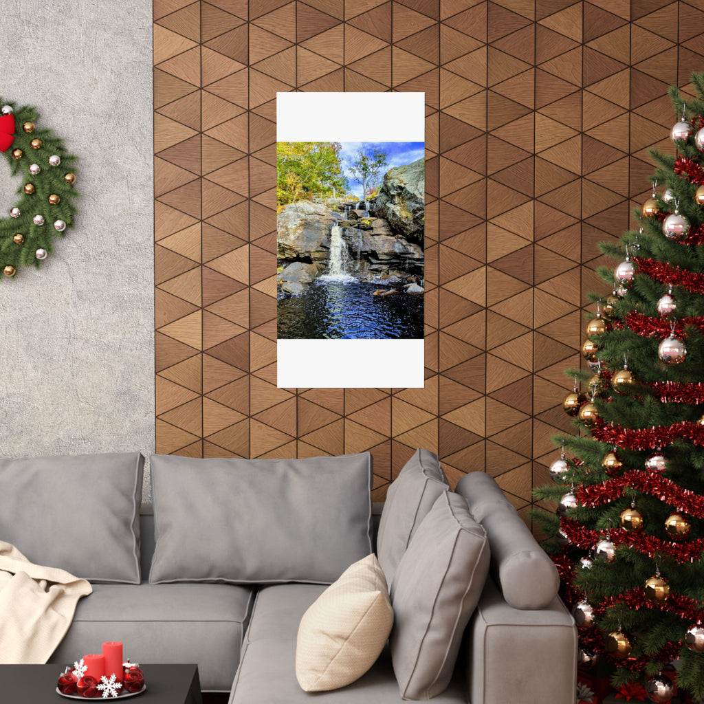 Waterfall Nature Poster — Vertical Matte Landscape Print