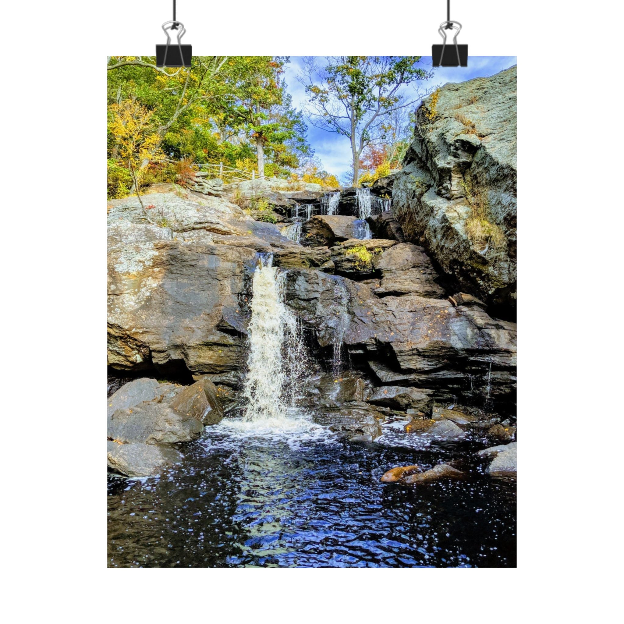Waterfall Nature Poster — Vertical Matte Landscape Print