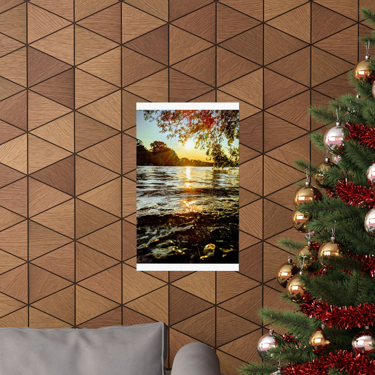 Golden Lake Sunset Matte Poster — Nature Photography Wall Art, Scenic Landscape Print, 46 Sizes