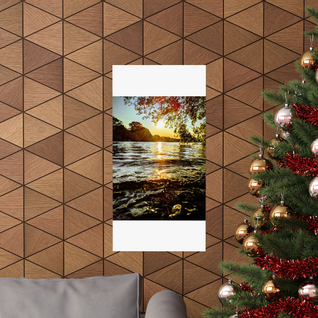 Matte Vertical Poster — Golden Lake Sunset Photography Print