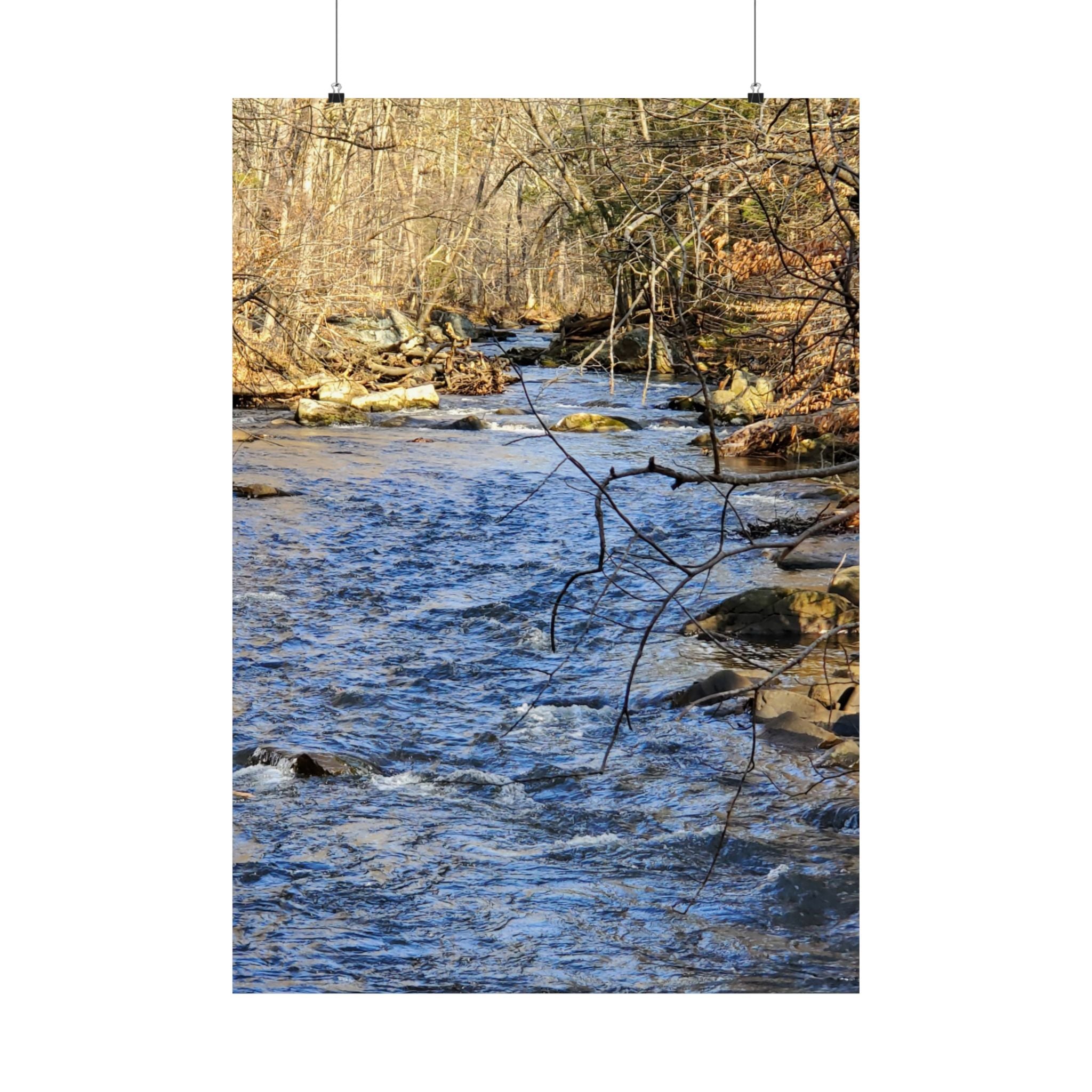 River Stream Nature Poster — Matte Vertical Wall Art for Home & Cabin Décor