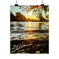 Golden Lake Sunset Matte Poster — Nature Photography Wall Art, Scenic Landscape Print, 46 Sizes