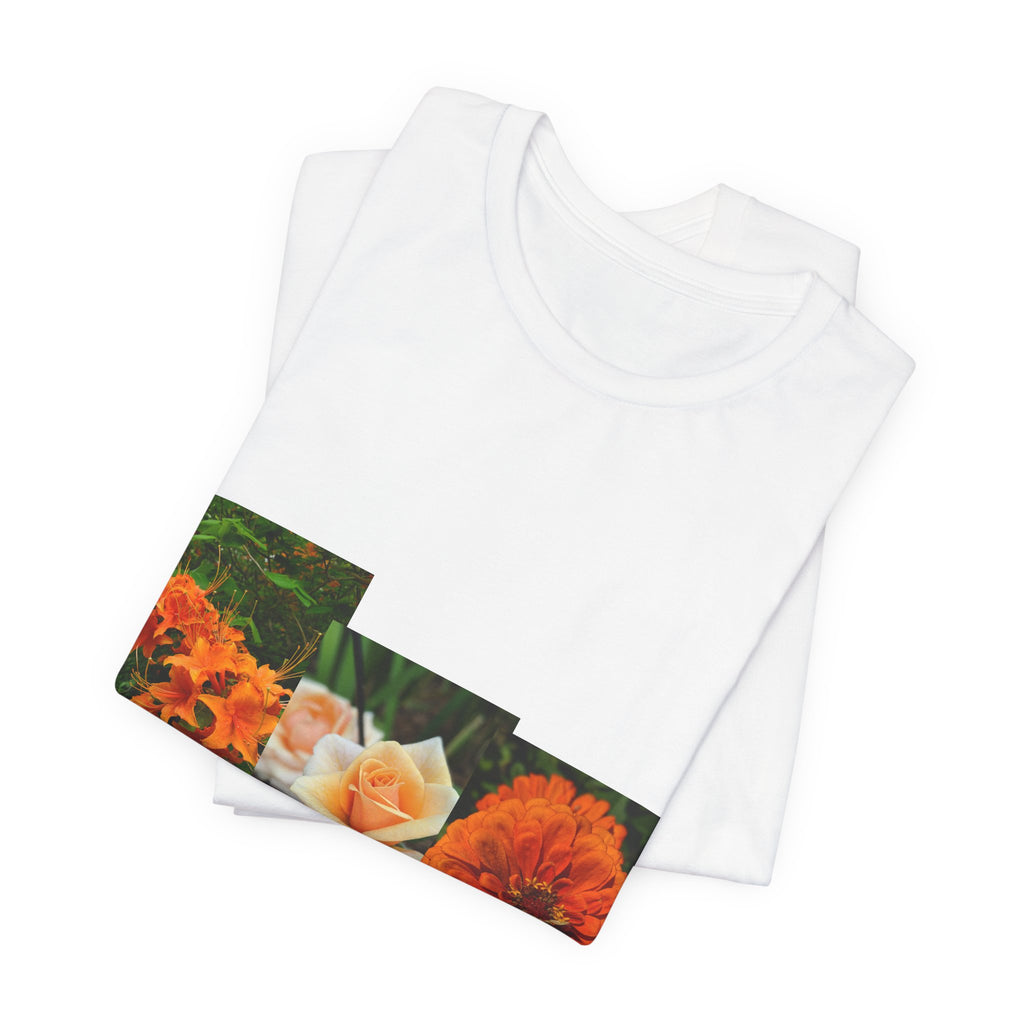 Floral Triptych Tee — Orange Rose & Marigold Graphic T-Shirt