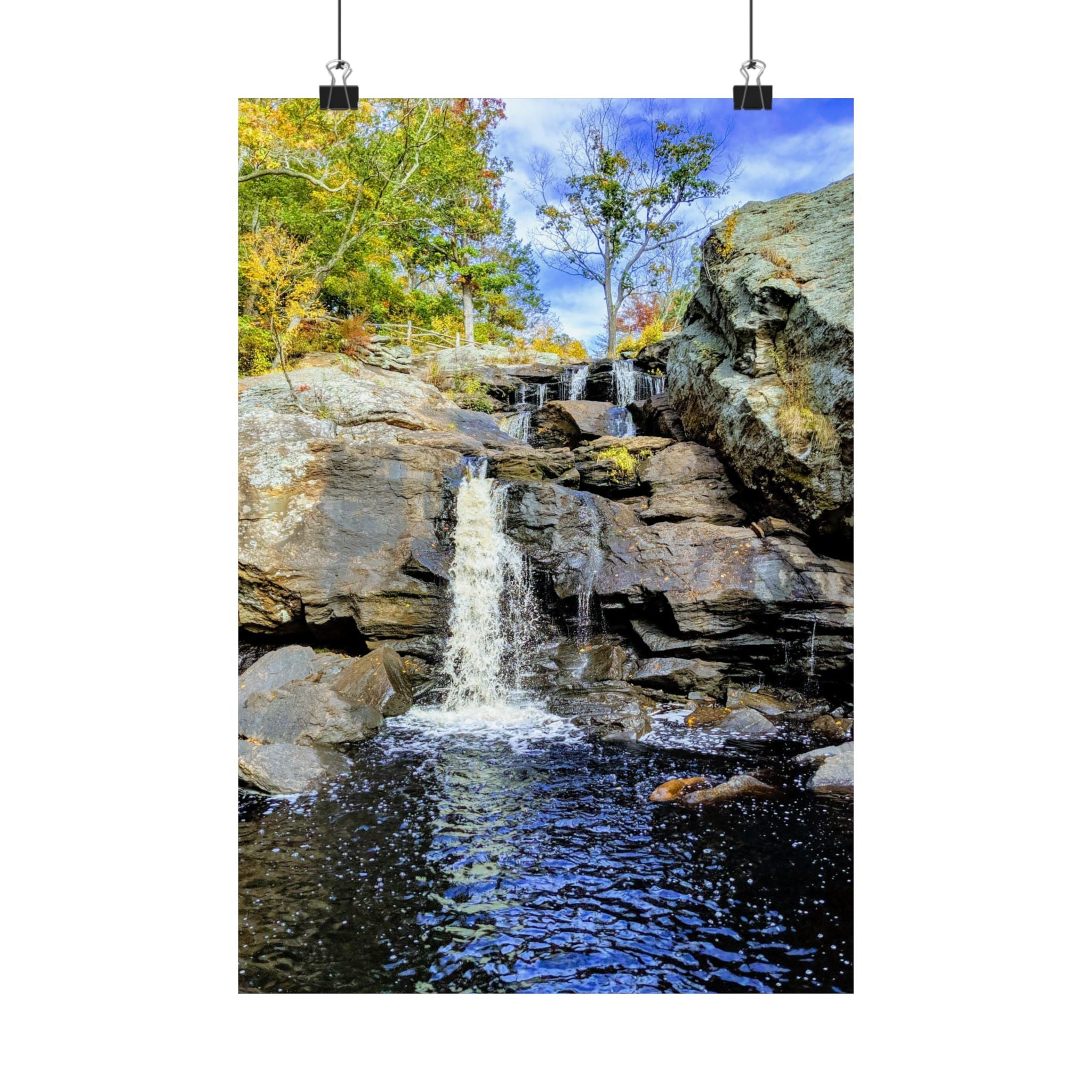 Waterfall Nature Poster — Vertical Matte Landscape Print