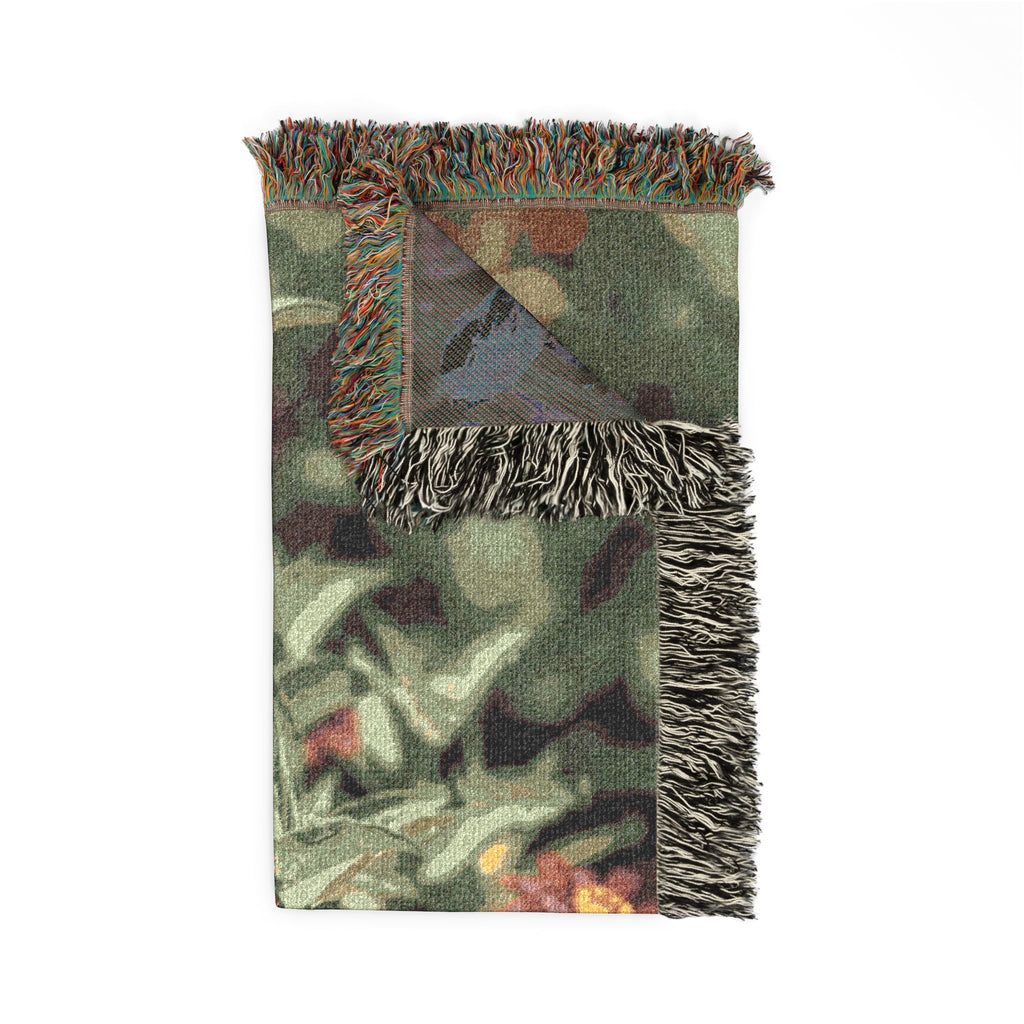 Butterfly Garden Woven Throw Blanket — Floral Cotton Sofa Blanket, Nature Home Decor