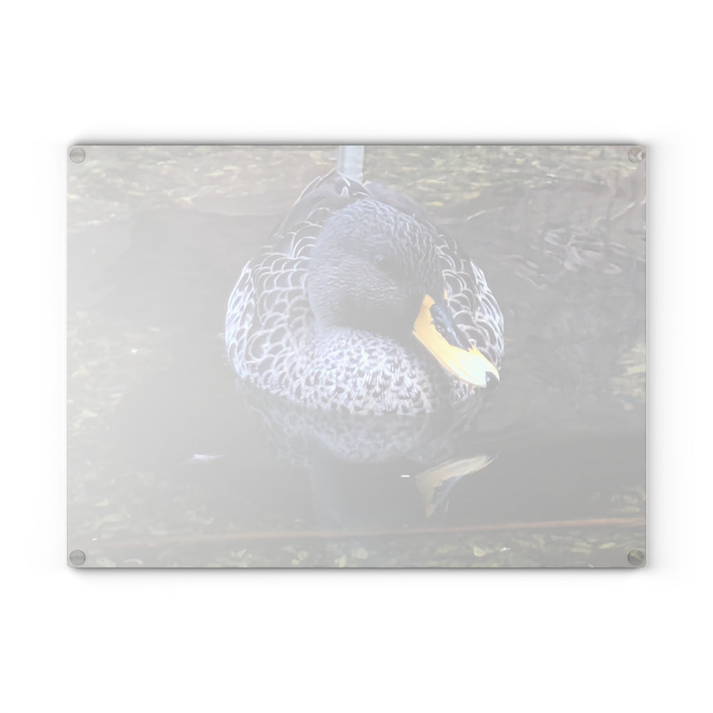Duck Nature Photography Glass Cutting Board — Wildlife Kitchen Decor, Tempered Glass Chopping Board, Bird Lover Gift