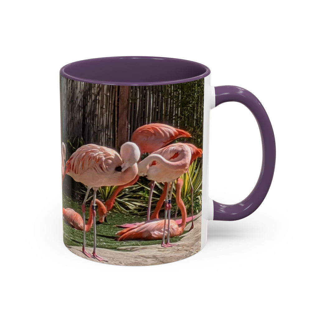 Flamingo Flock Accent Coffee Mug — Tropical Pink Bird Photo (11/15 oz)