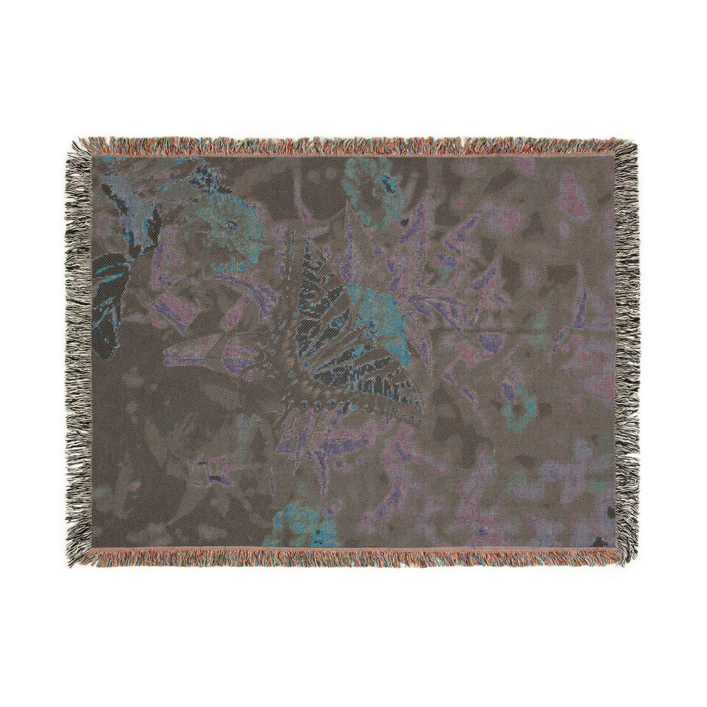 Butterfly Garden Woven Throw Blanket — Floral Cotton Sofa Blanket, Nature Home Decor