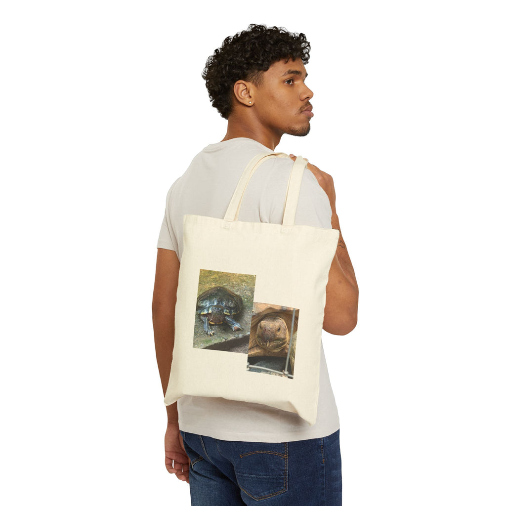 Canvas Tote Bag - Cute Turtle & Tortoise Photo Collage Reusable Grocery Bag