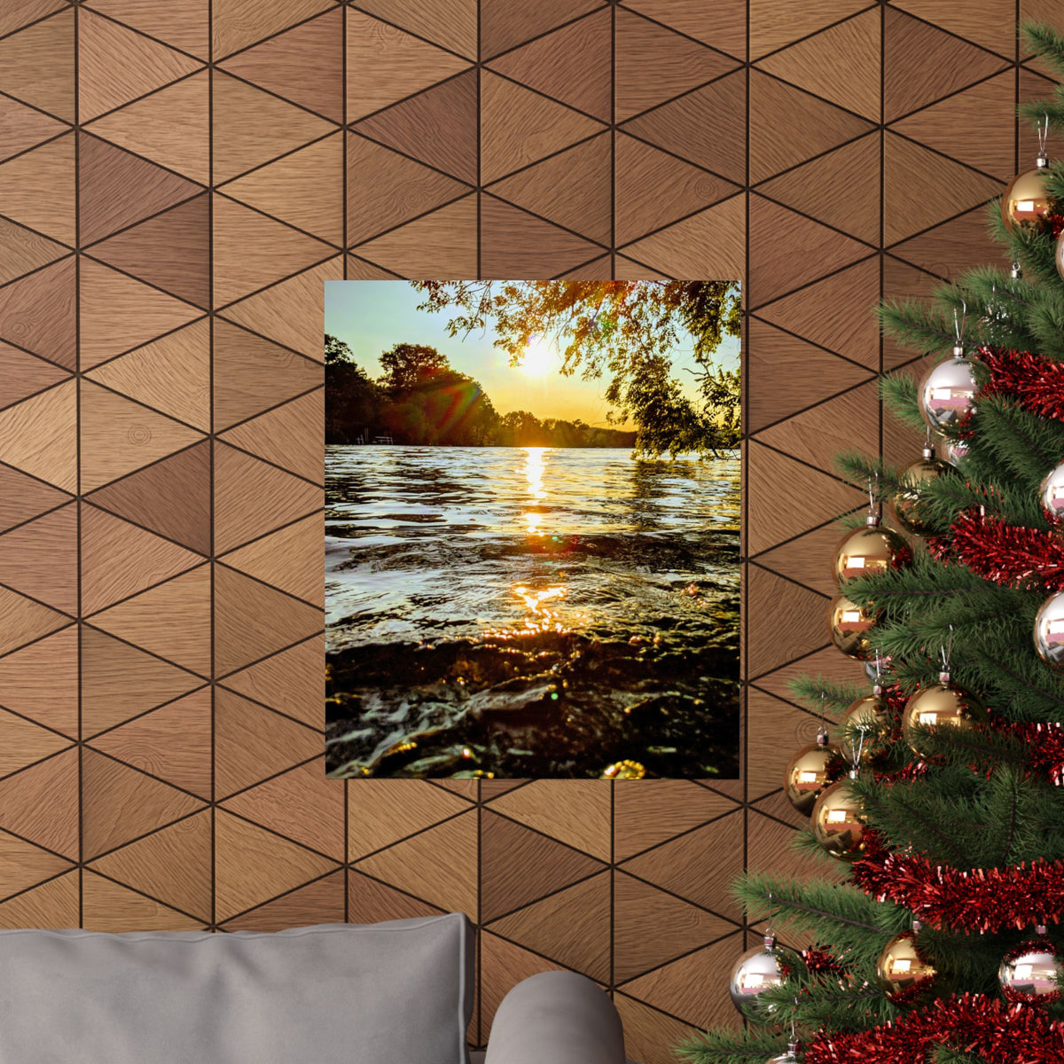 Golden Lake Sunset Matte Poster — Nature Photography Wall Art, Scenic Landscape Print, 46 Sizes