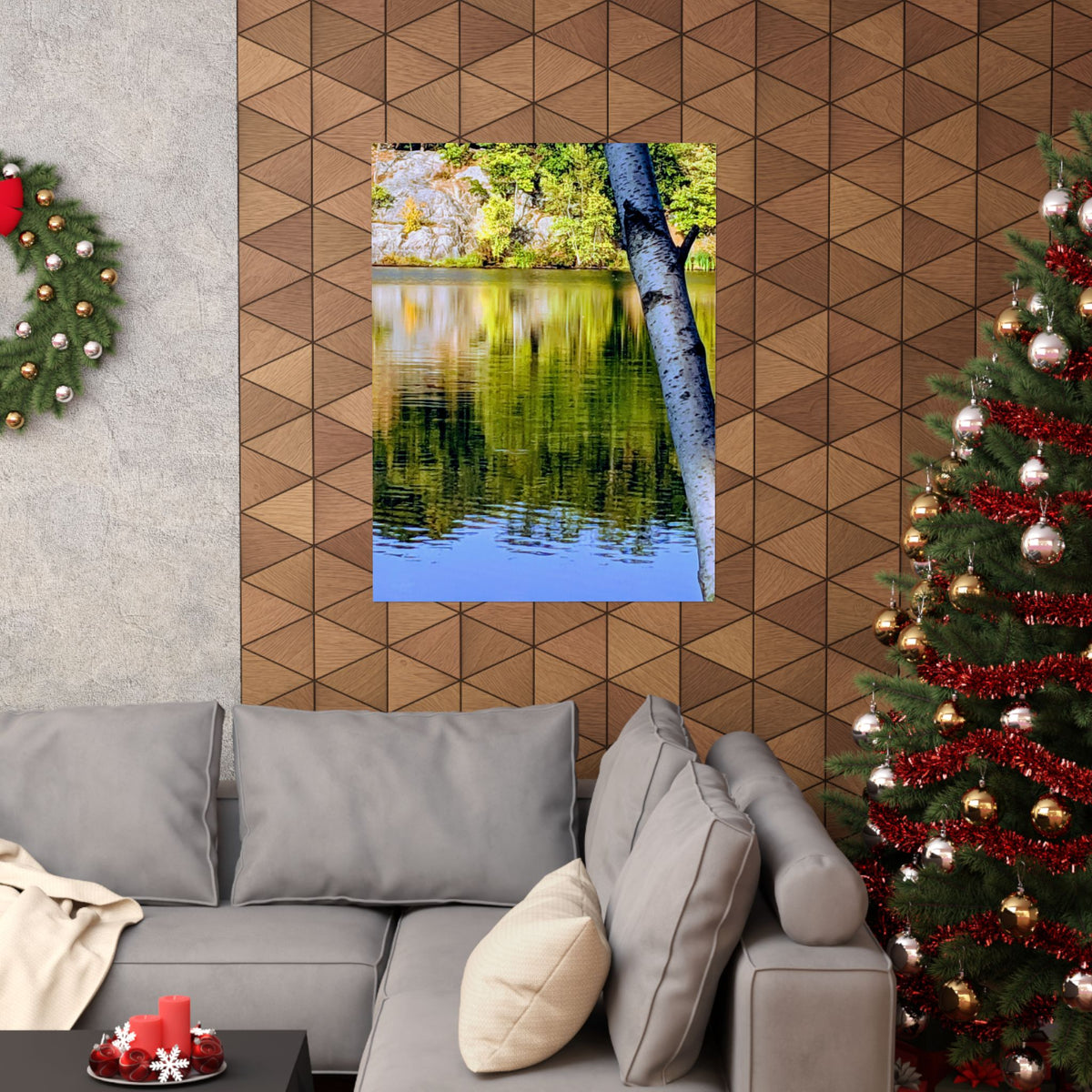 Birch Lake Reflection Matte Poster — Nature Photography Wall Art, Woodland Landscape Print, 46 Sizes