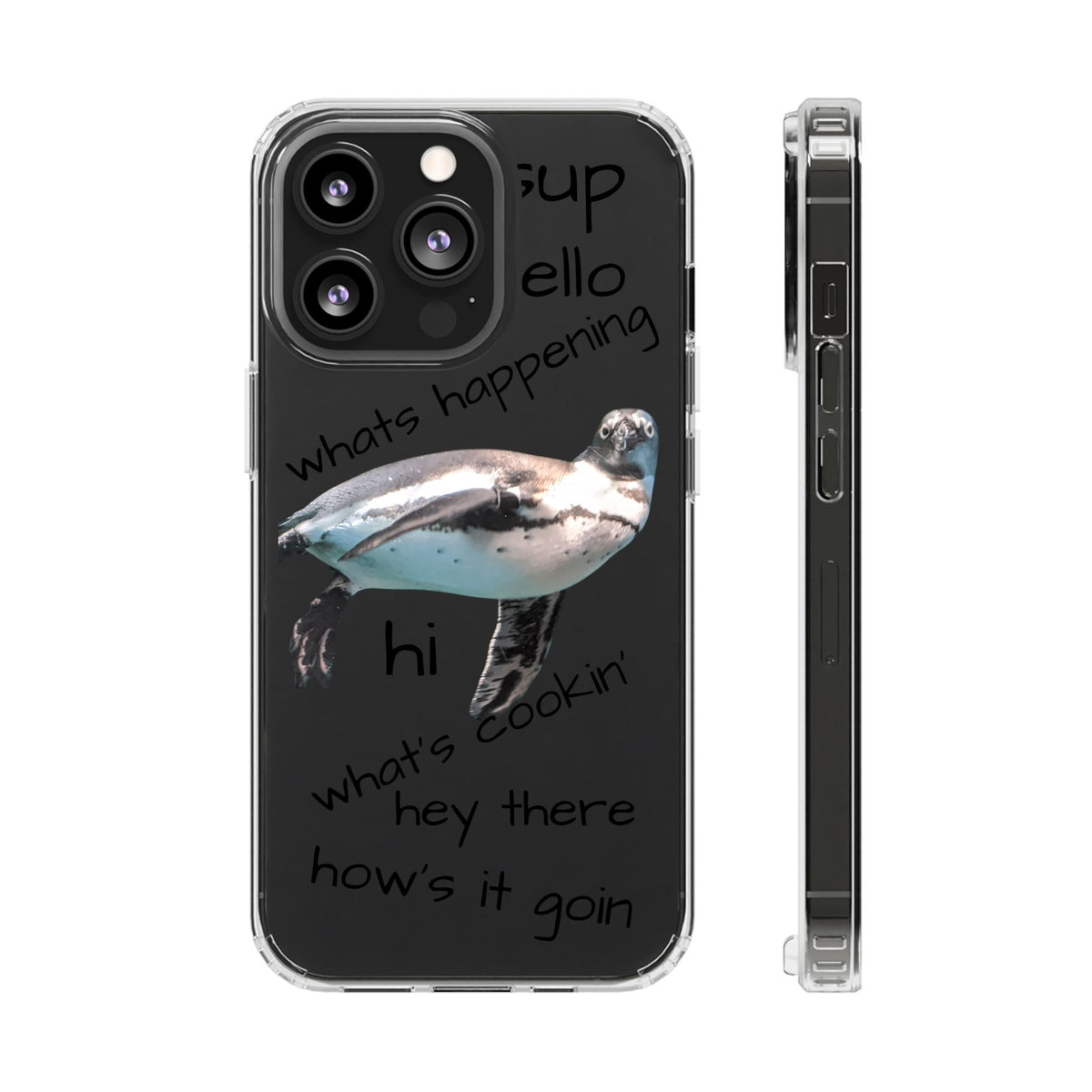 Clear Penguin iPhone Case — Cute Floating Penguin Wildlife Design, Impact-Resistant Clear Phone Cover, Bird Lover Gift