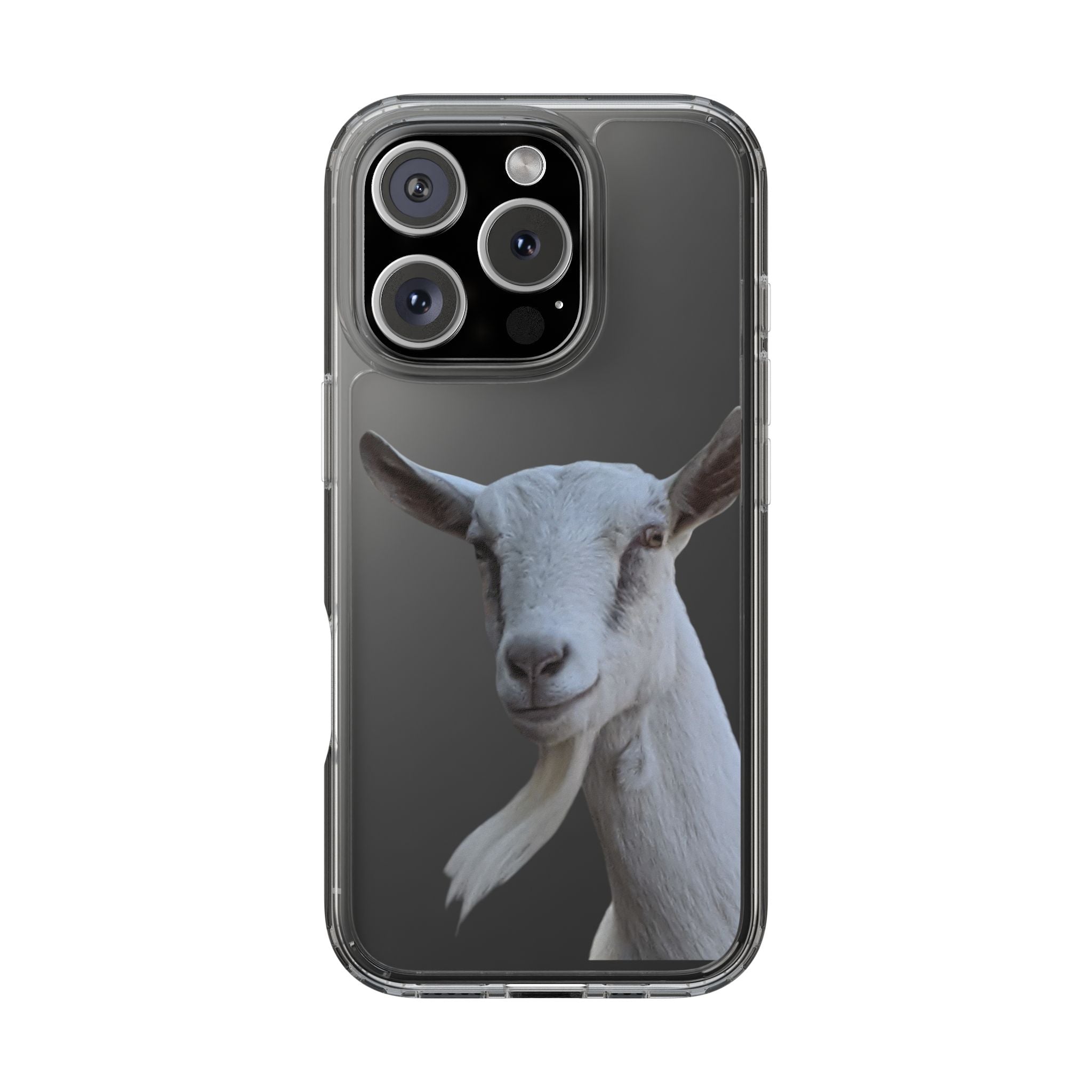 Goat Portrait Clear iPhone Case — Cute Farm Animal Wildlife Photo, Impact-Resistant Clear Phone Cover, Goat Lover Gift