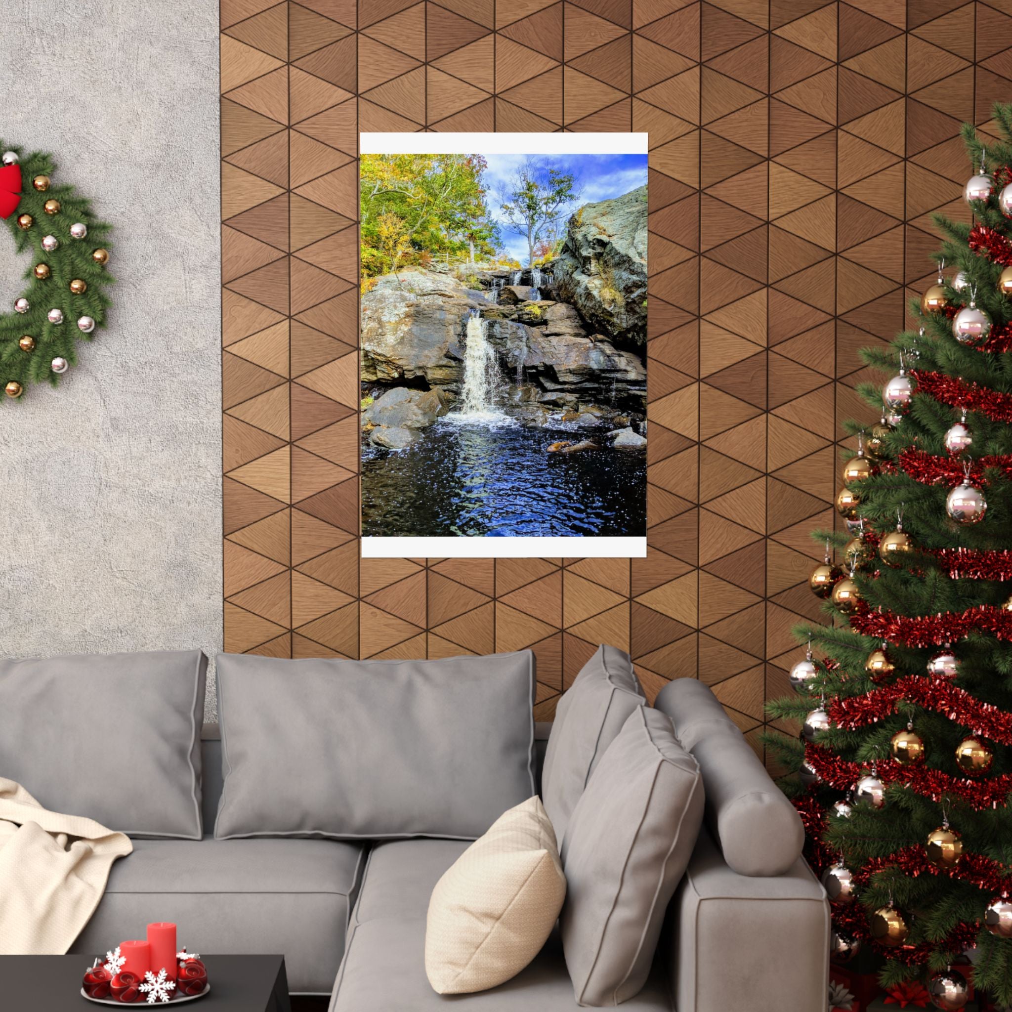 Waterfall Nature Poster — Vertical Matte Landscape Print