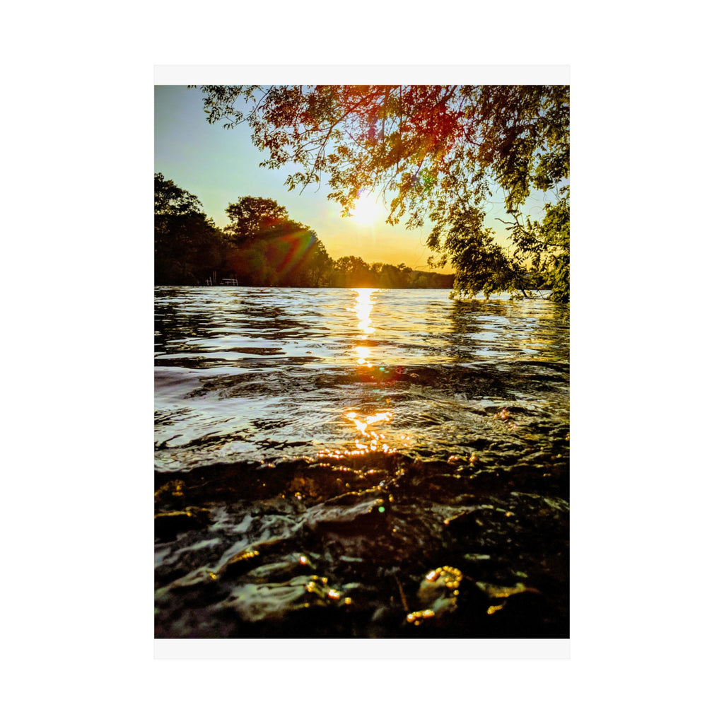 Matte Vertical Poster — Golden Lake Sunset Photography Print