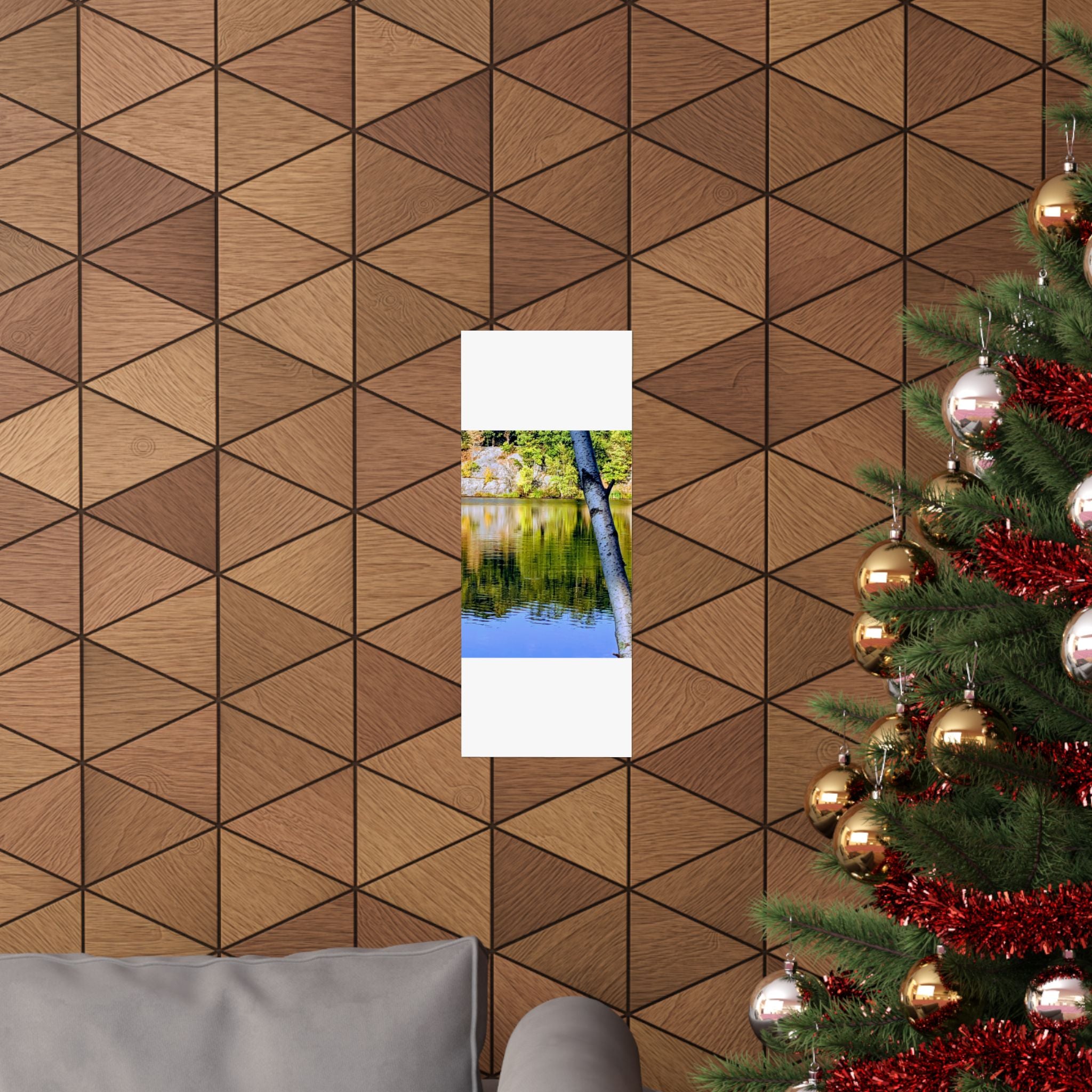 Birch Lake Reflection Matte Poster — Vertical Nature Wall Art