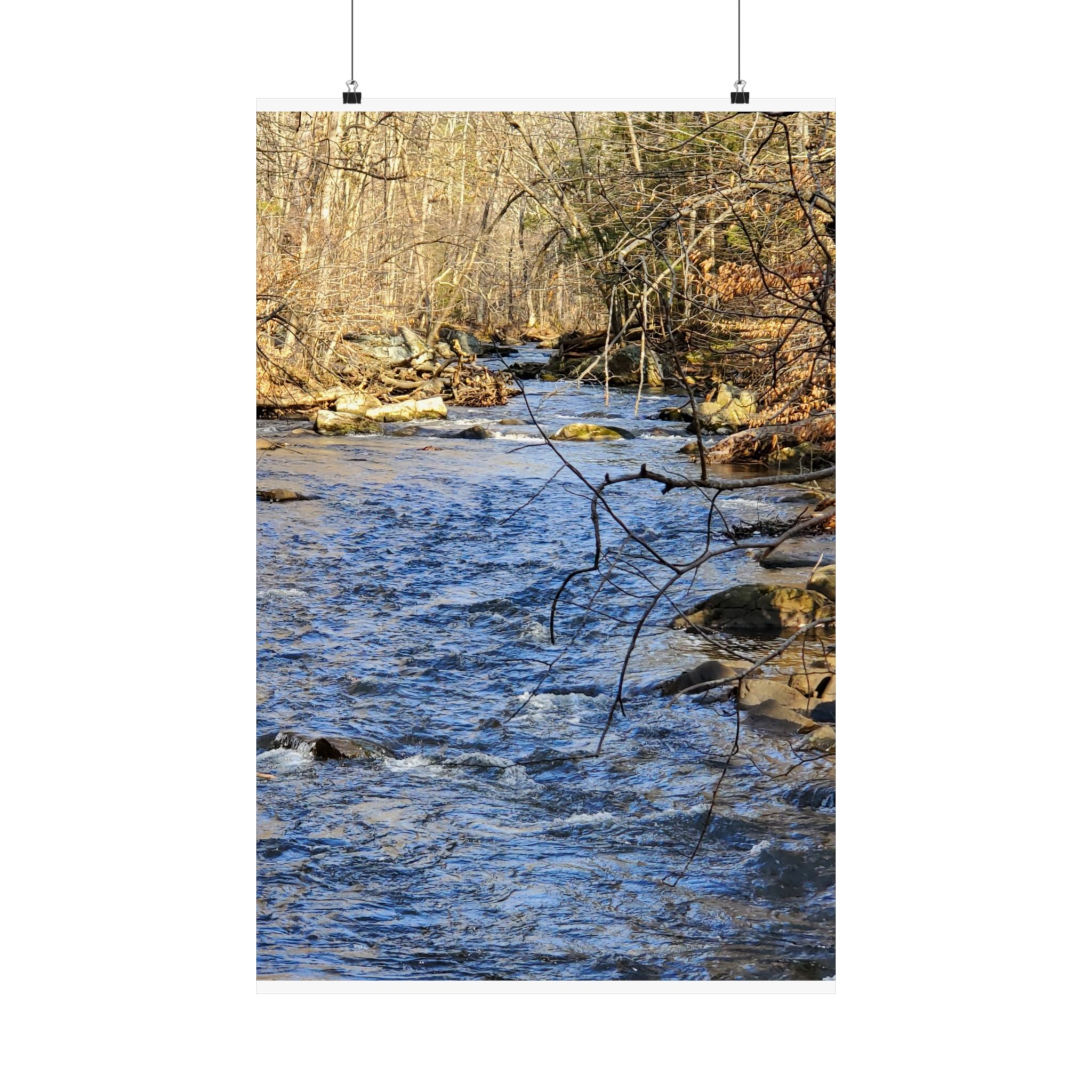 River Stream Nature Poster — Matte Vertical Wall Art for Home & Cabin Décor