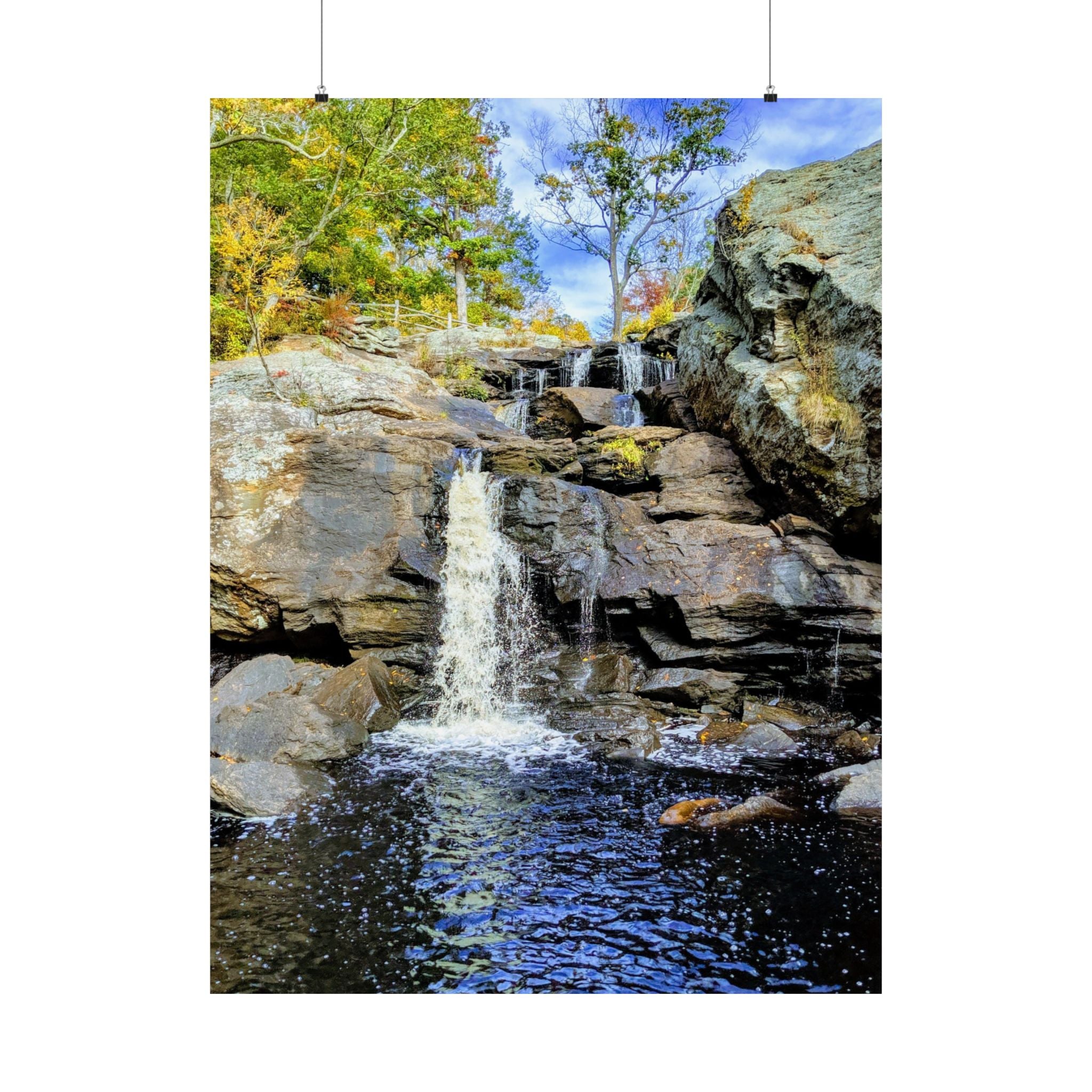 Waterfall Nature Poster — Vertical Matte Landscape Print