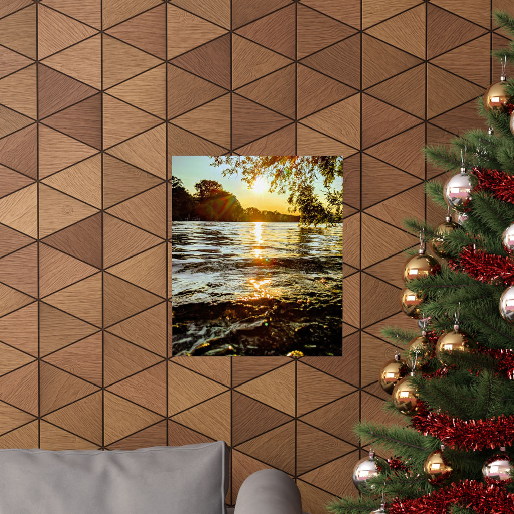 Golden Lake Sunset Matte Poster — Nature Photography Wall Art, Scenic Landscape Print, 46 Sizes