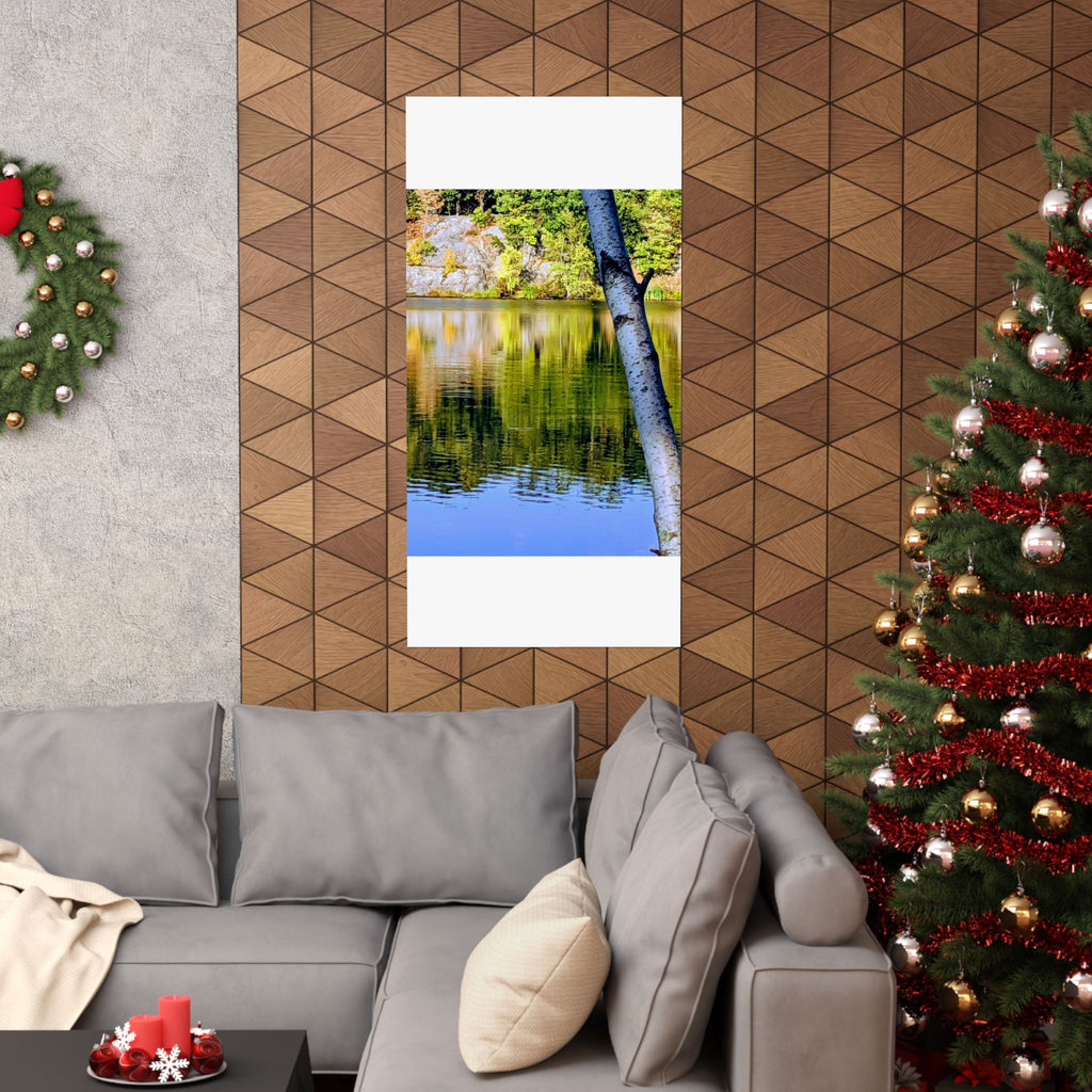 Birch Lake Reflection Matte Poster — Vertical Nature Wall Art