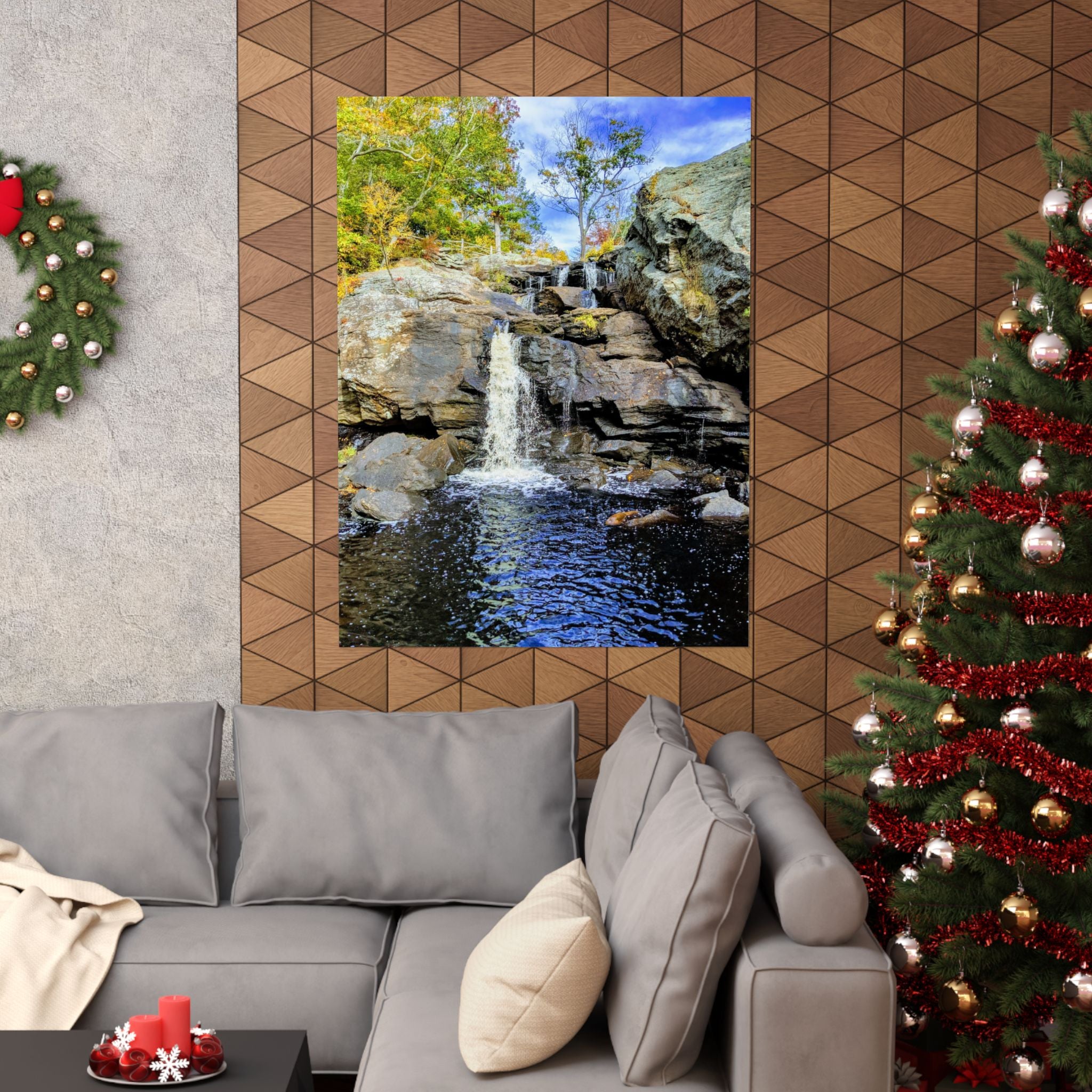 Waterfall Nature Poster — Vertical Matte Landscape Print