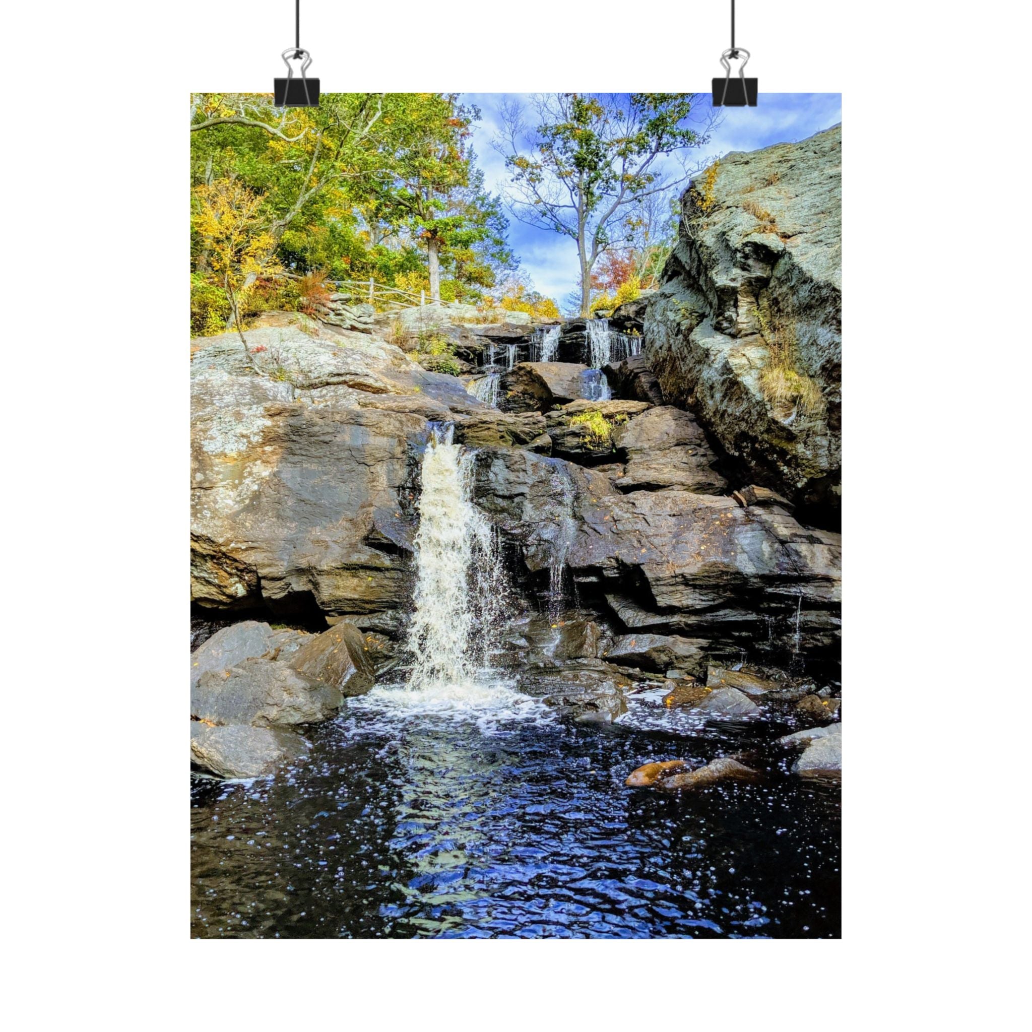Waterfall Nature Poster — Vertical Matte Landscape Print
