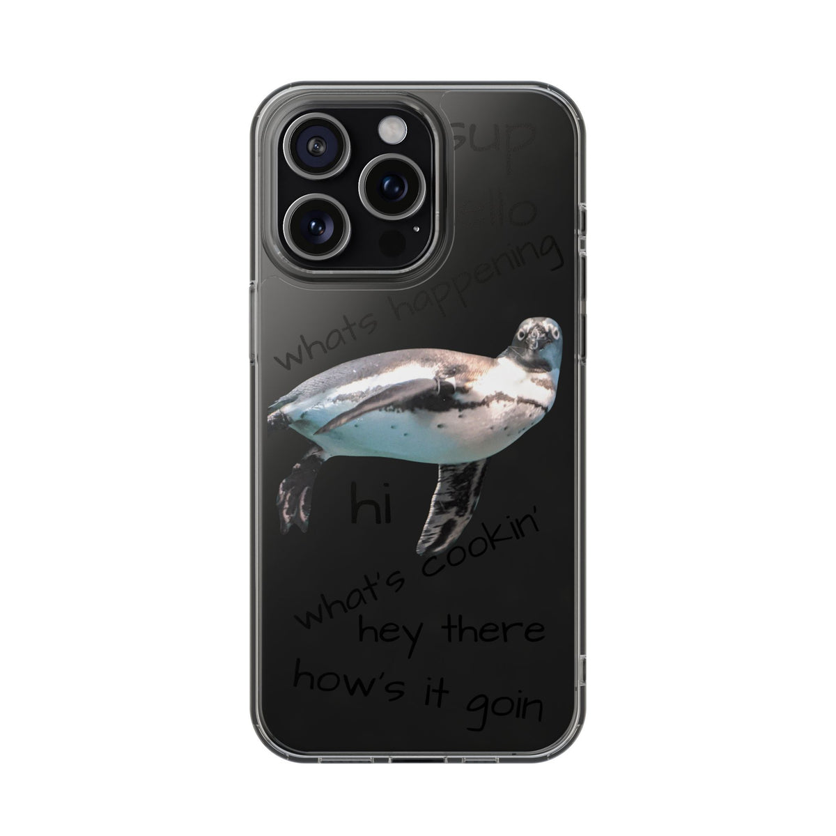 Clear Penguin iPhone Case — Cute Floating Penguin Wildlife Design, Impact-Resistant Clear Phone Cover, Bird Lover Gift