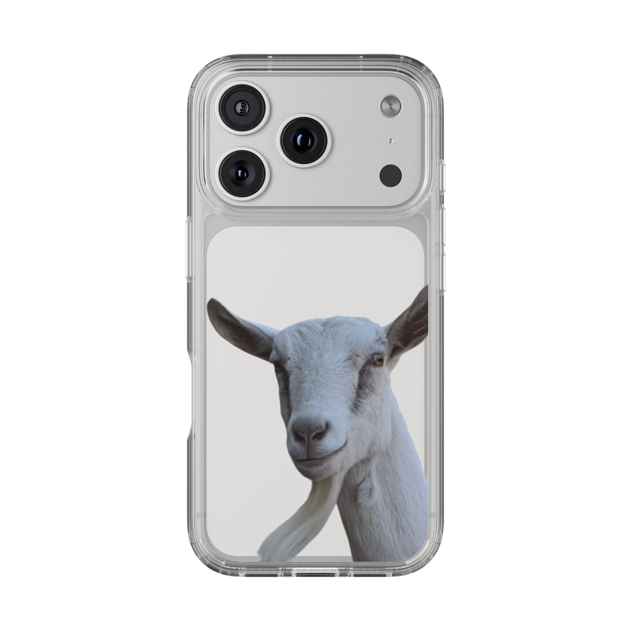 Goat Portrait Clear iPhone Case — Cute Farm Animal Wildlife Photo, Impact-Resistant Clear Phone Cover, Goat Lover Gift